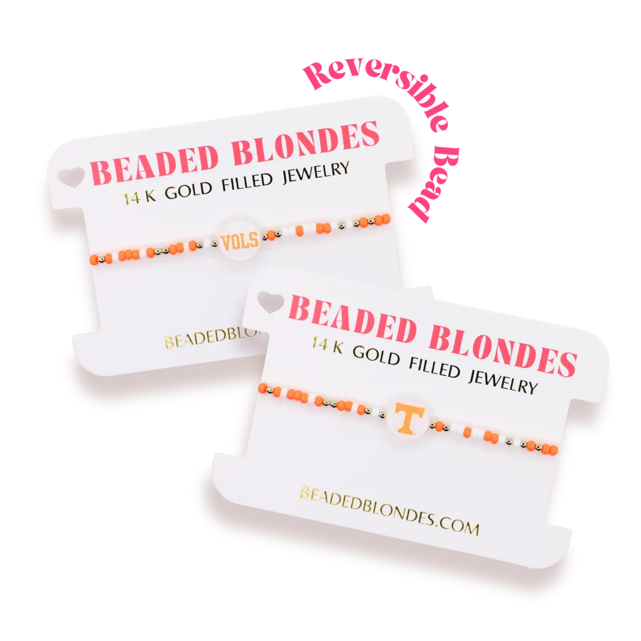 Beaded Blondes - Bracelet - Collegiate Charm - Tennessee Logo Flip on Color - Findlay Rowe Designs