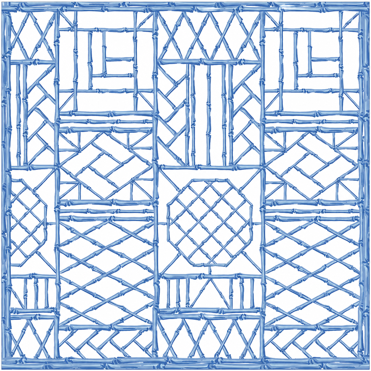 Caspari - Fabric Tablecloth - Bamboo Screen China Blue 120x60 Inch - Findlay Rowe Designs