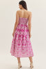 Entro - Dress Midi - Strapless Print - Magenta - Findlay Rowe Designs