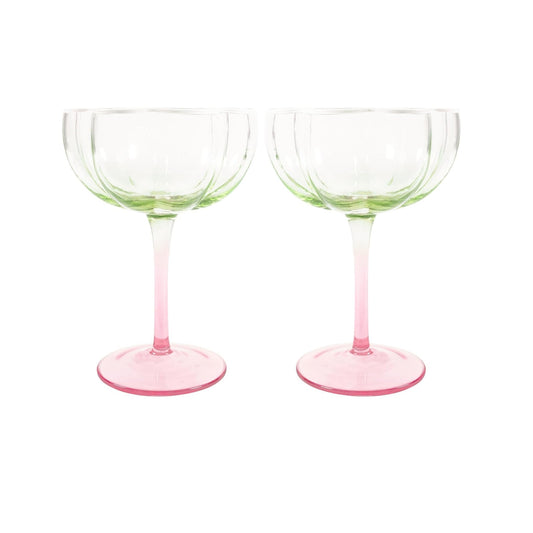 Lilly Pulitzer - Coupe Glass - Jade Lime Pink Muse Ombre - Set 2 - Findlay Rowe Designs
