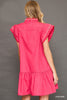 Dress - Ruffled Scalloped Sleeved - Fuchsia - Findlay Rowe Designs