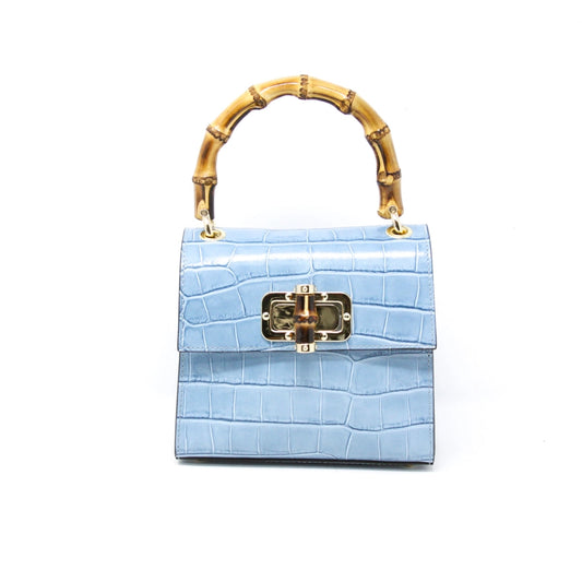 German Fuentes - Bamboo Handle Bag - Sky Blue - Findlay Rowe Designs