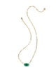 Kendra Scott - Necklace - Elisa Enamel Frame Gold Paperclip - Gold Emerald Illusion