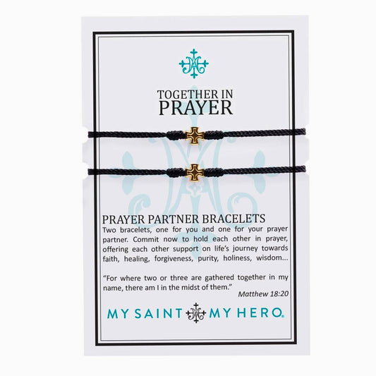 My Saint My Hero- Together in Prayer Bracelet Set in Black/Gold