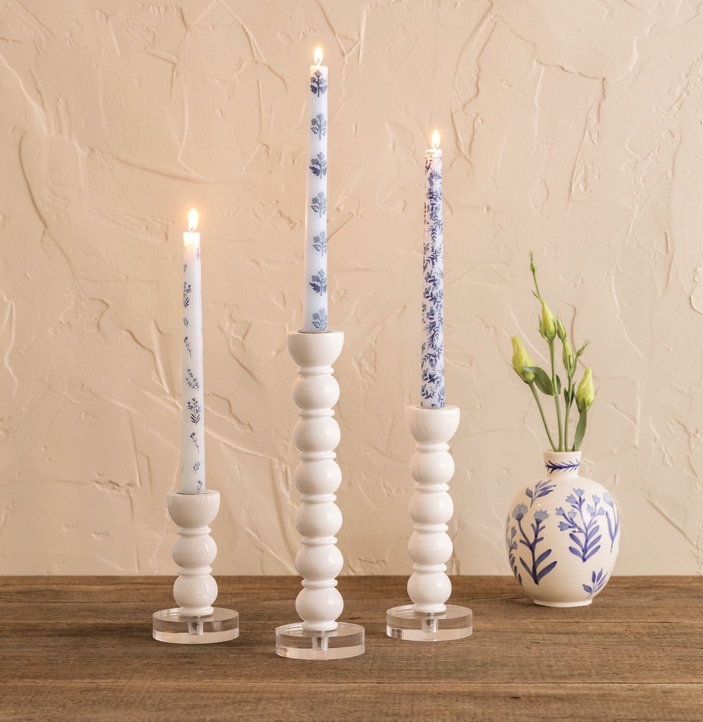 Mud Pie - Candle - Taper - Blue Floral - Findlay Rowe Designs