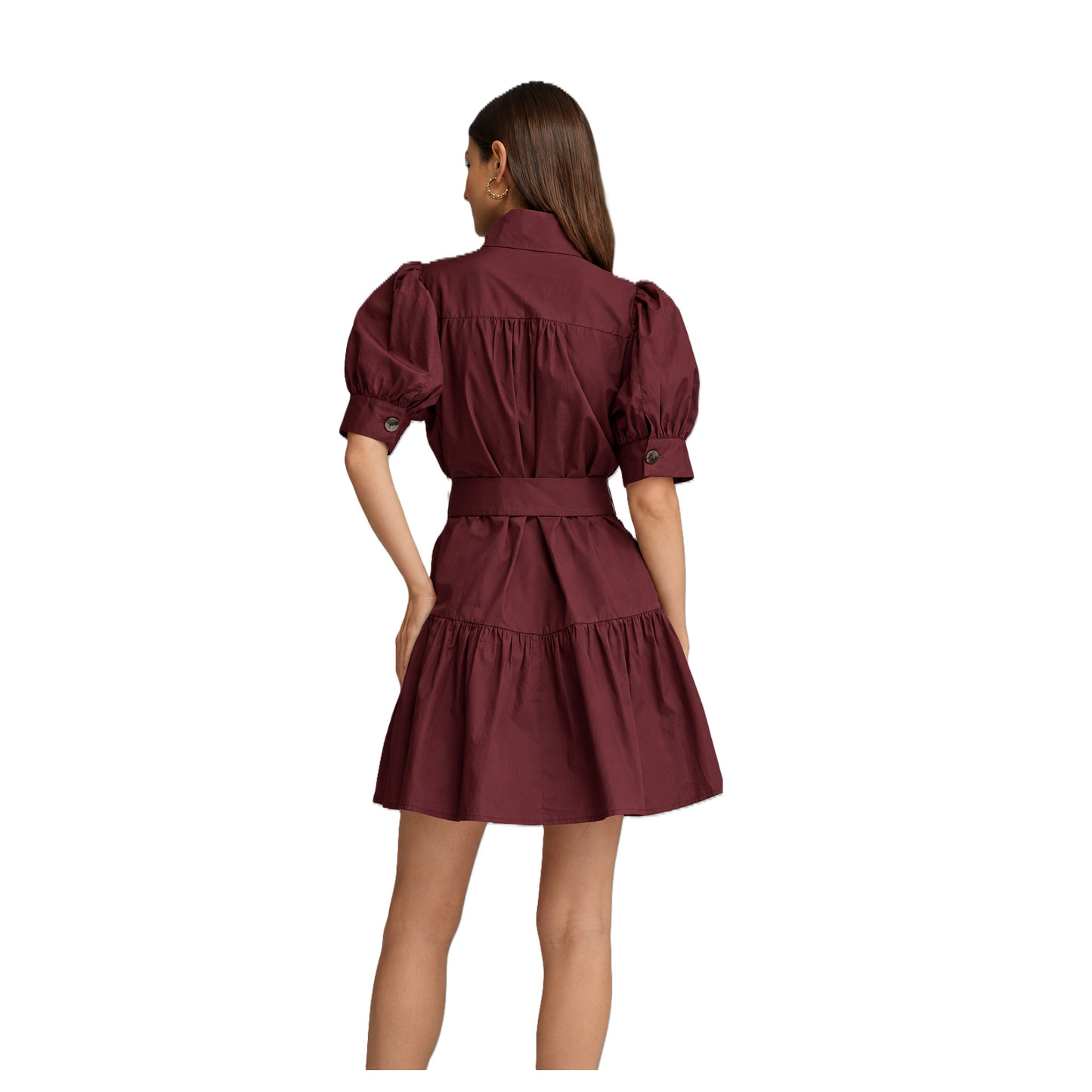 Entro - Dress - Mini Short Sleeve Self Tie - Merlot - Findlay Rowe Designs