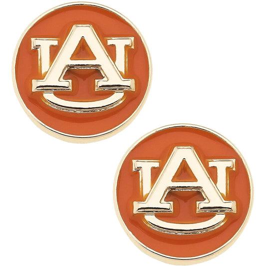 Earrings - Stud - Auburn AU - Orange Shiny Gold