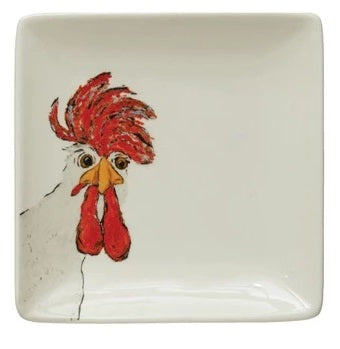 5" Square Stoneware Plate w/ Chicken - Findlay Rowe Designs
