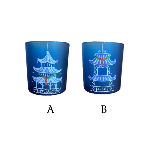 Candle Holder - Votive - Pagoda Dark Blue - Findlay Rowe Designs