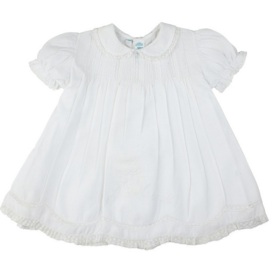 Feltman Brothers- 6Mo White Collared Lace Slip Dress