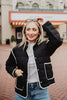 Katydid - Black Quilted Jacket - White Trim