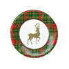 Caspari - Salad & Dessert Plates - Reindeer Tartan Red