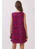 Dress - Mini - Sleeveless Damask - Red Blue - Findlay Rowe Designs