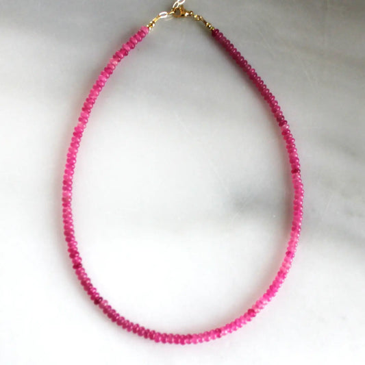 The Silver Wren - Necklace - Desert Pop Beaded - Fuchsia - Findlay Rowe Designs