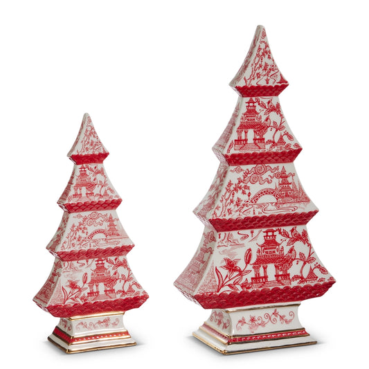Trees -  12.5in - Red Chinoiserie