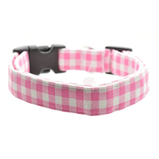 Dog Collar - Gingham - Light Pink - Small - Findlay Rowe Designs