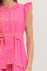 Entro - Dress - Midi Cap Sleeve Tiered Scallop Trim - Hot Pink - Findlay Rowe Designs
