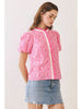 Top - Floral Ruffled Trim - Pink - Findlay Rowe Designs