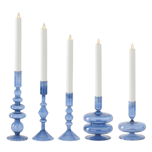 Candleholders - Handmade Glass Taper - Blue - Findlay Rowe Designs