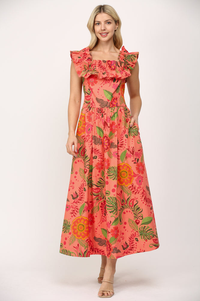 Dress - Midi CutOut Back - Elastic Shoulder - Findlay Rowe Designs