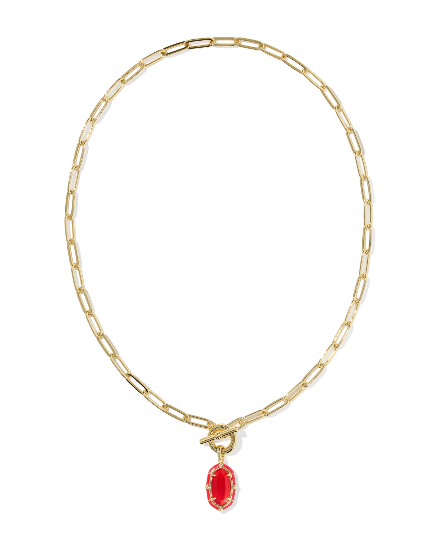 Kendra Scott - Necklace -   Elisa Gold Enamel Link and Chain - Gold Red Illusion - Findlay Rowe Designs