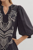 Entro - Dress - Embroidered Mini - Black