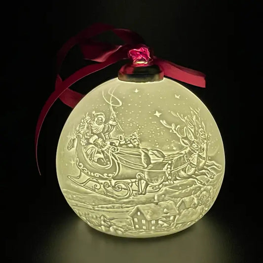 Ornament - Santa Sleigh Ball LED