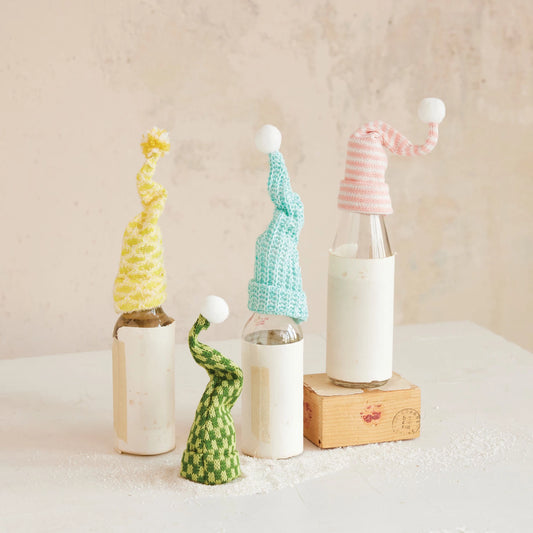 Bottle Topper - Winter Hat Pom Poms