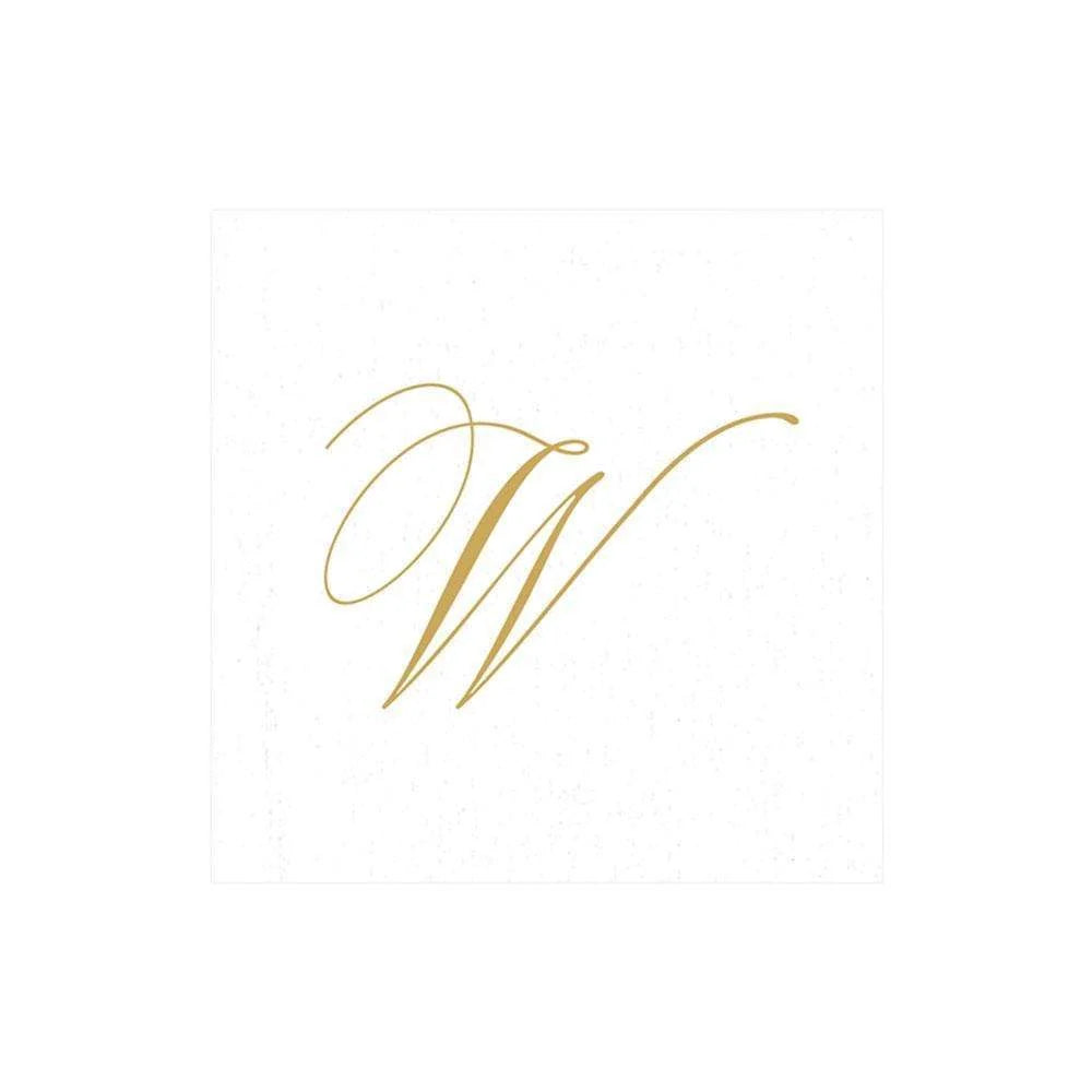 Caspari - Cocktail Napkins - White Pearl Initial Paper Linen - Box of 30 - Findlay Rowe Designs