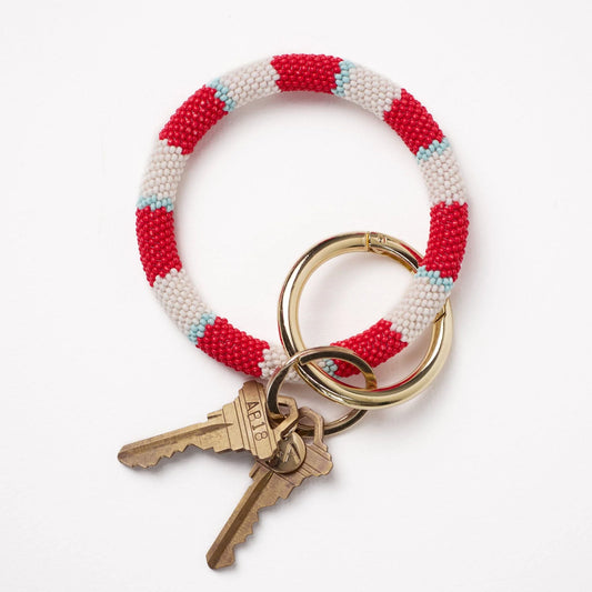 Ink & Alloy - Key Ring Bracelet - Chloe Stripe Red Blue - Findlay Rowe Designs