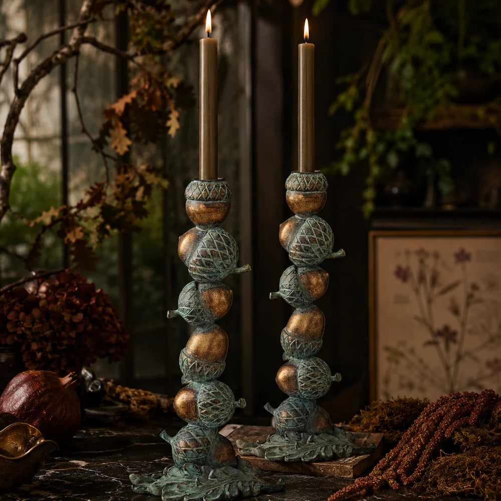Candleholder - Patina Copper Stacked Acorn