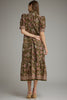 Entro - Dress - Midi Puff Sleeve High Neck - Olive - Findlay Rowe Designs