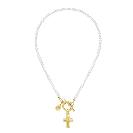 Susan Shaw - Necklace -  Katie - Small Cross Pearl - Findlay Rowe Designs
