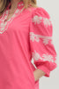 Entro - Dress Mini - 3/4 Sleeve Embroidered - Pink - Findlay Rowe Designs