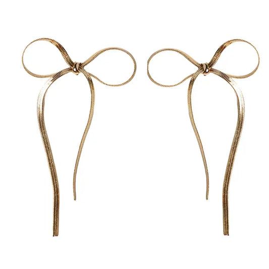 St. Armands - Earrings - Maxi Gold Duster Bow - Findlay Rowe Designs