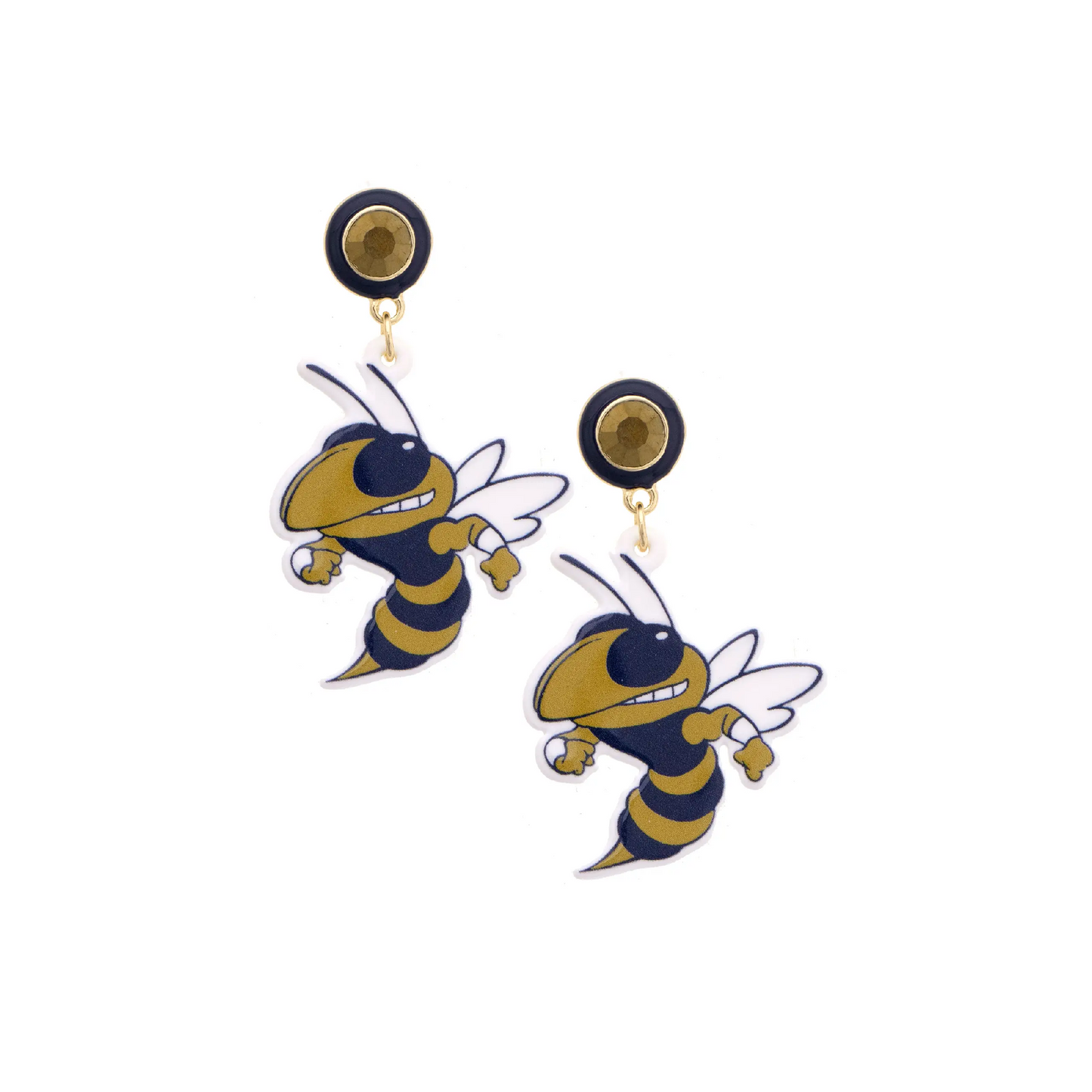 Canvas - Earrings - Georgia Tech Yellow Jackets - Resin Mascot Drop - Findlay Rowe Designs