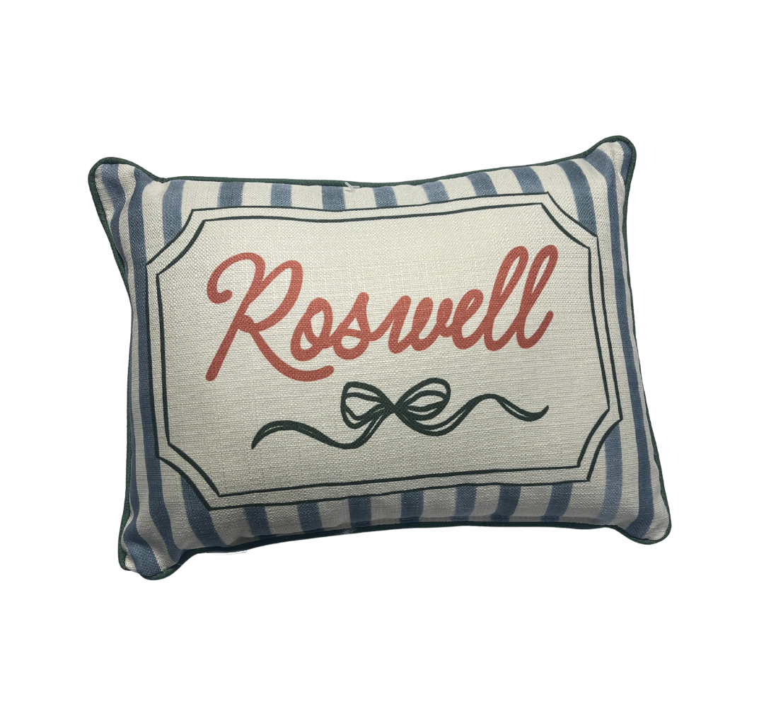 Little Birdie - Pillow - Lumbar - French Blue Stripe - Roswell - Findlay Rowe Designs