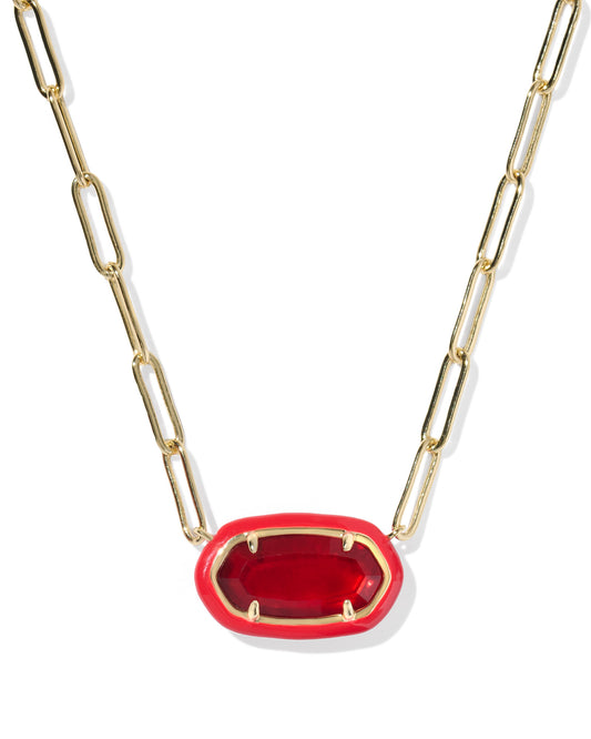Kendra Scott - Necklace - Elisa Enamel Frame Gold Paperclip - Gold Red Illusion - Findlay Rowe Designs
