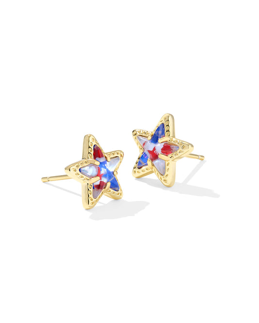 Kendra Scott - Earring - Cassidy Star Stud - Gold Red White Blue Star Illusion - Findlay Rowe Designs
