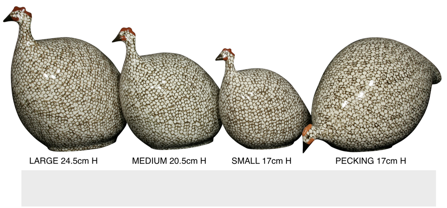 Ceramics Lussan- SMALL GUINEA FOWL- Black Brown speckled White - Findlay Rowe Designs