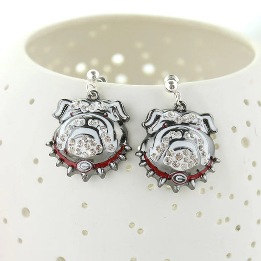 Earring - Crystal UGA Bulldog - Silver - Findlay Rowe Designs