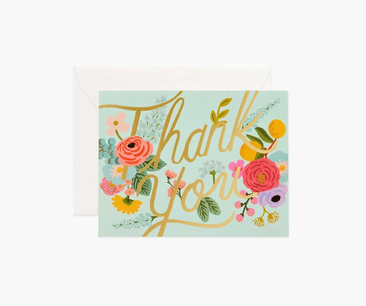Rifle Paper- Mint Garden Thank You Greeting Card