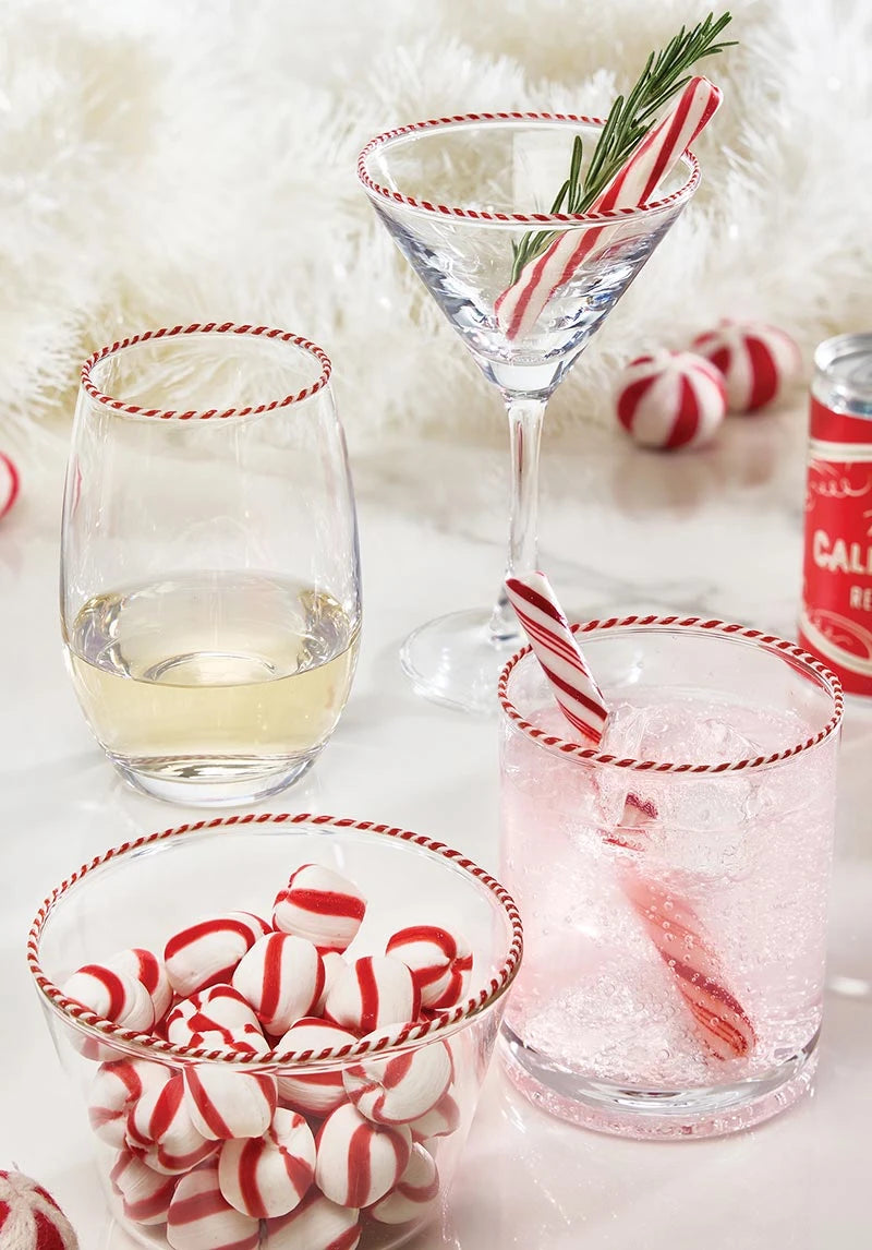Martini  Glass - Peppermint Twist - Red - Findlay Rowe Designs