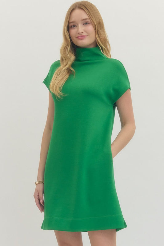 Entro - Dress - Mini Mock Neck - Kelly Green - Findlay Rowe Designs