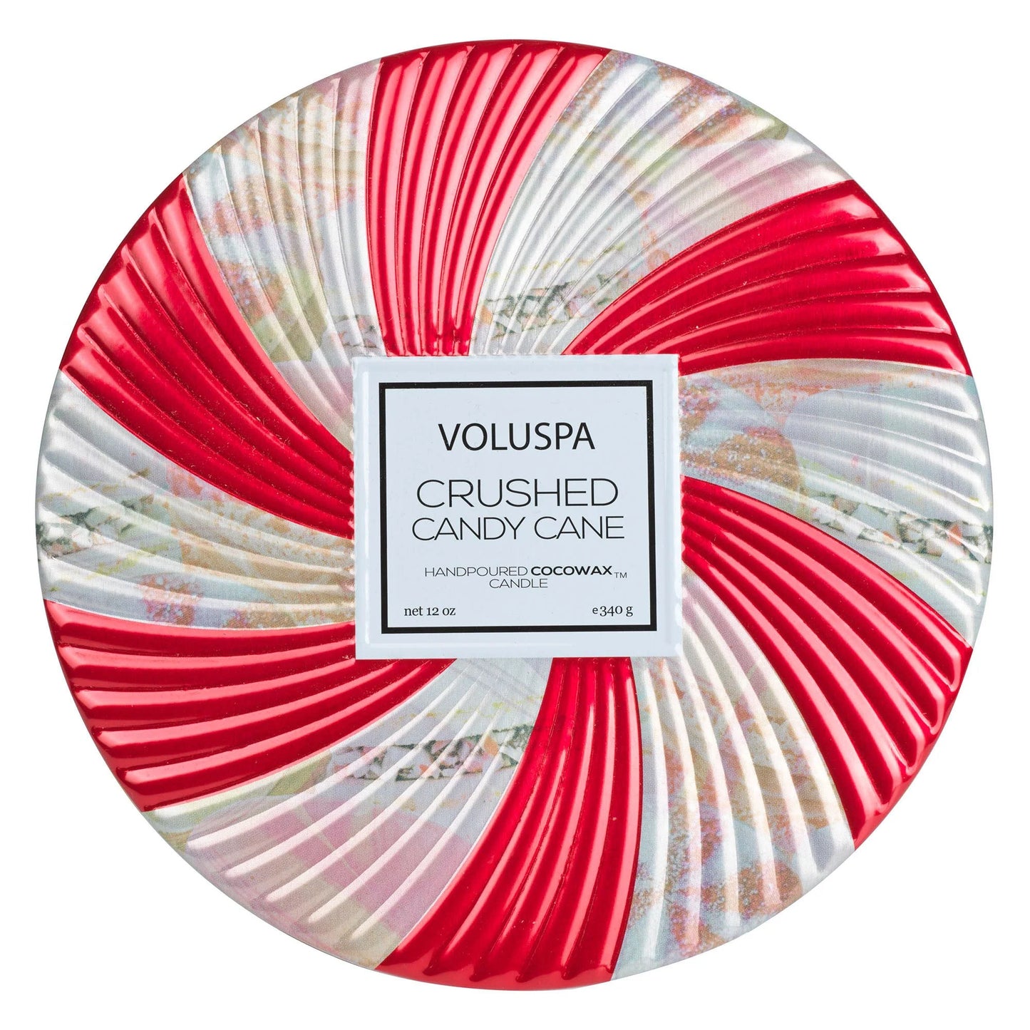 Voluspa - 3 Wick Tin Candle - Crushed Candy Cane - Findlay Rowe Designs