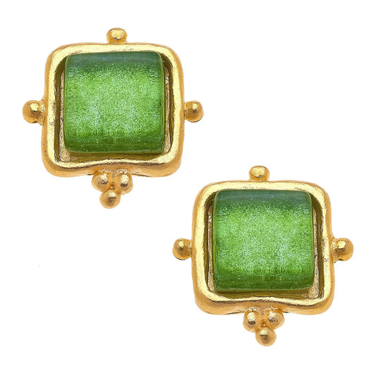 Susan Shaw - Earrings - Madeline Studs -  Spring Green