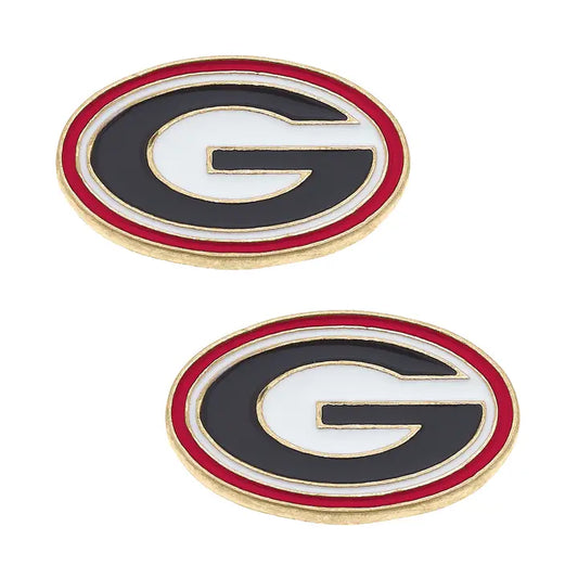 Earring - UGA - G Logo Enamel Stud - Shiny Gold