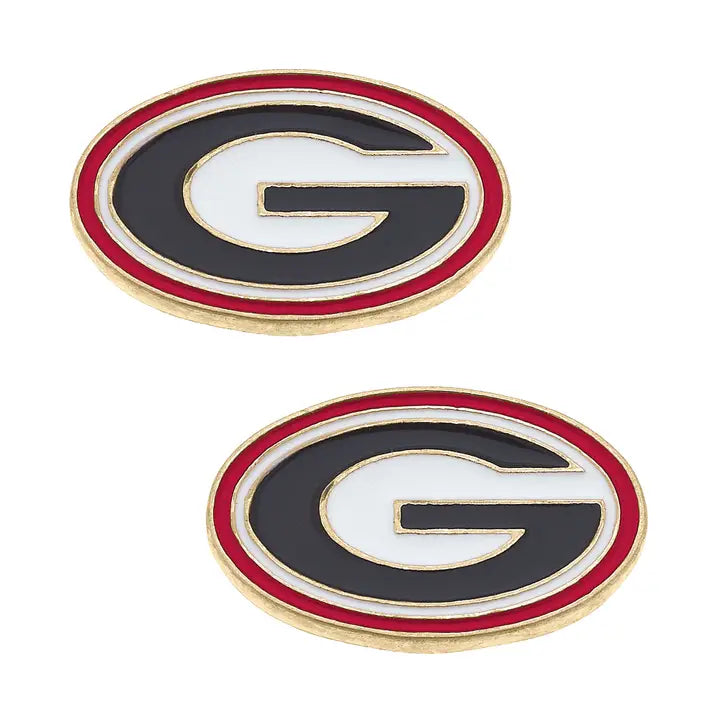 Earring - UGA - G Logo Enamel Stud - Shiny Gold