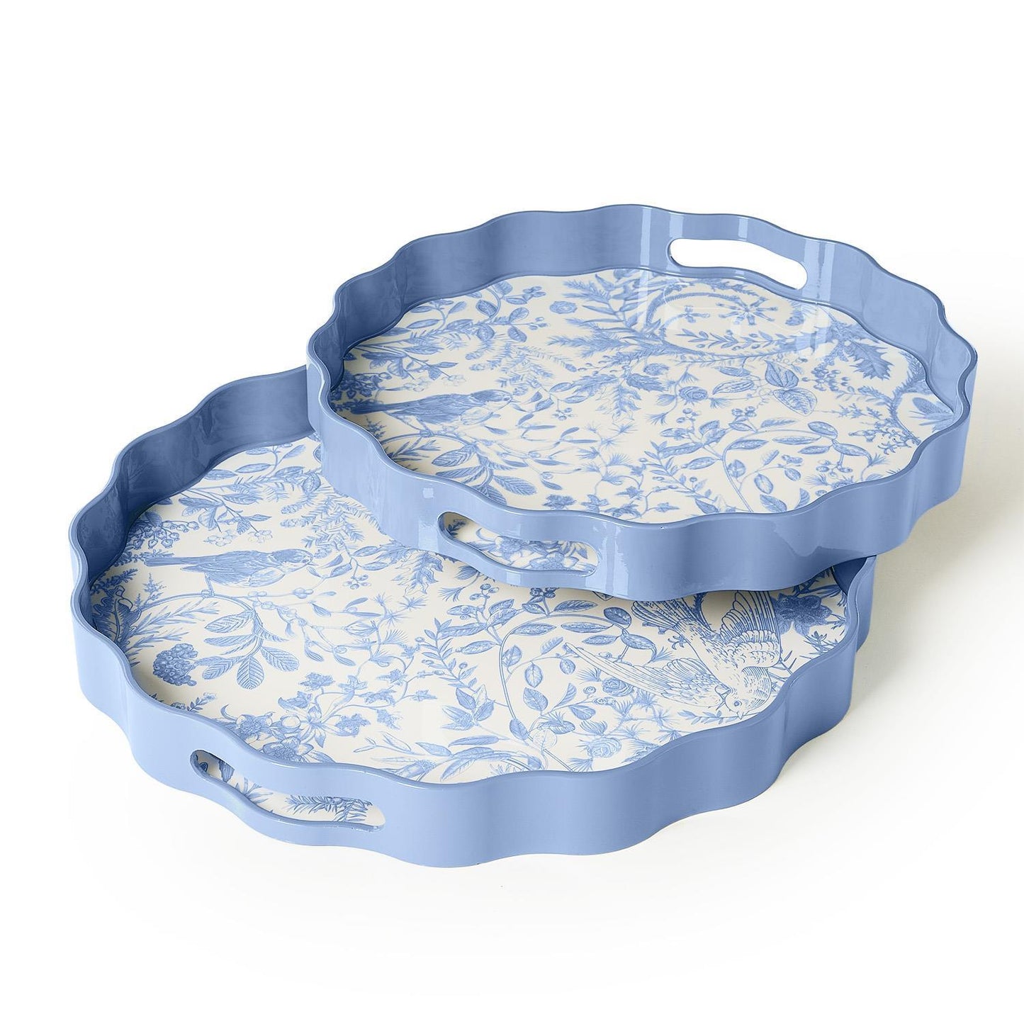 Scalloped Lacquered Tray - Gilded Cottage - French Blue