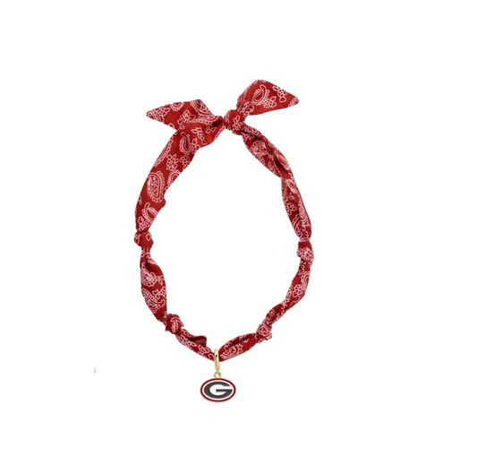 Bandana Scarf Necklace - Georgia Bulldogs Logo Charm